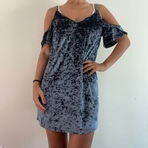 Navy blue velvet mini dress